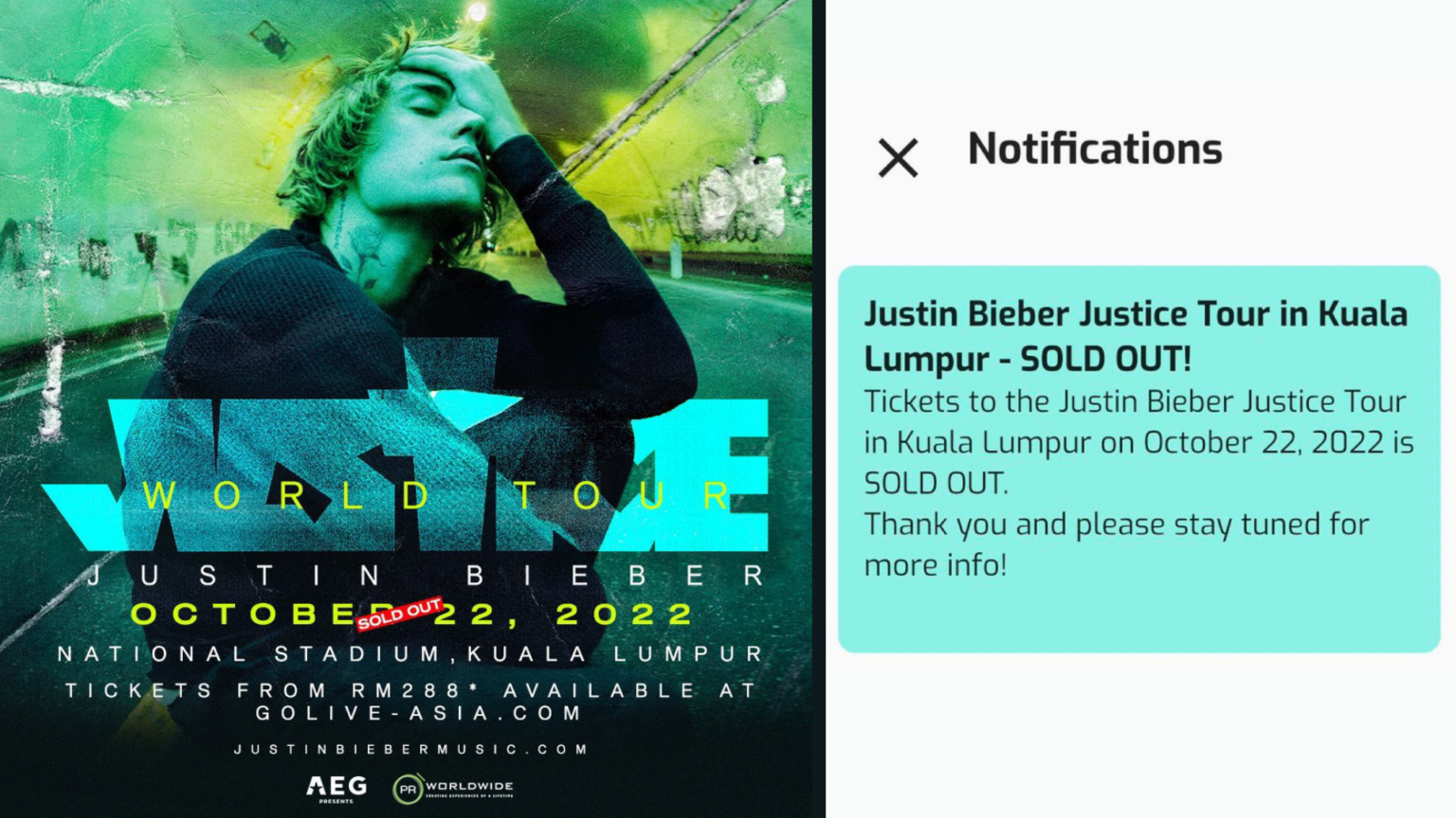 Justin Bieber Concert Tickets SOLD OUT Glitz Malaysia
